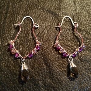 Ham made wire and bead earrings